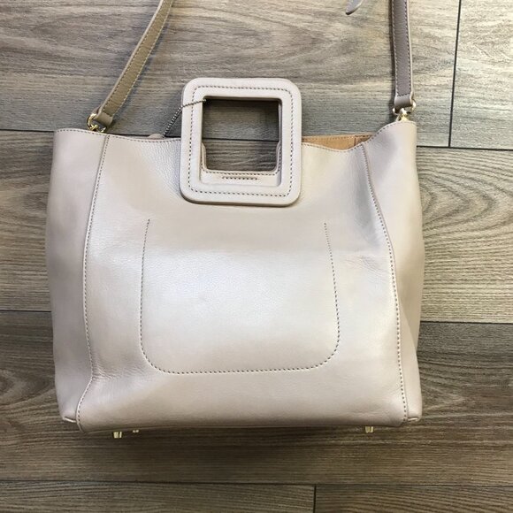 TMRW Studio Antonio Medium Leather Crossbody Bag Removable Inner Pouch Neutral - Picture 3 of 16